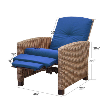 Domi Indoor & Outdoor Recliner, All-Weather Wicker Reclining Patio Chair - FurniFindUSA