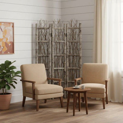 64" Brown Solid Wood Folding Four Panel Screen Room Divider HomeRoots