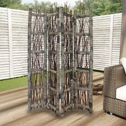 64" Brown Solid Wood Folding Four Panel Screen Room Divider HomeRoots