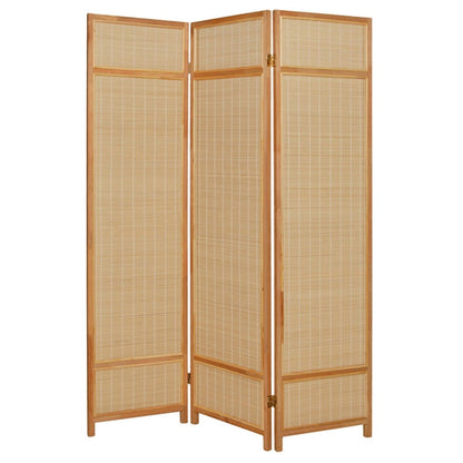 72" Brown Bamboo Folding Three Panel Screen Room Divider HomeRoots