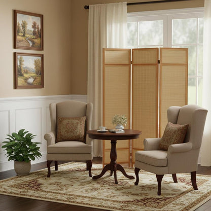 72" Brown Bamboo Folding Three Panel Screen Room Divider HomeRoots
