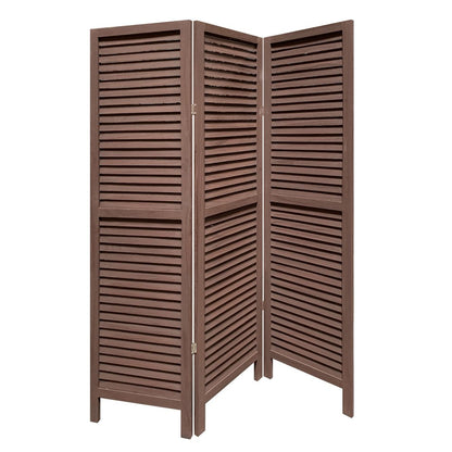 67" Brown Solid Wood Folding Three Panel Screen Room Divider HomeRoots