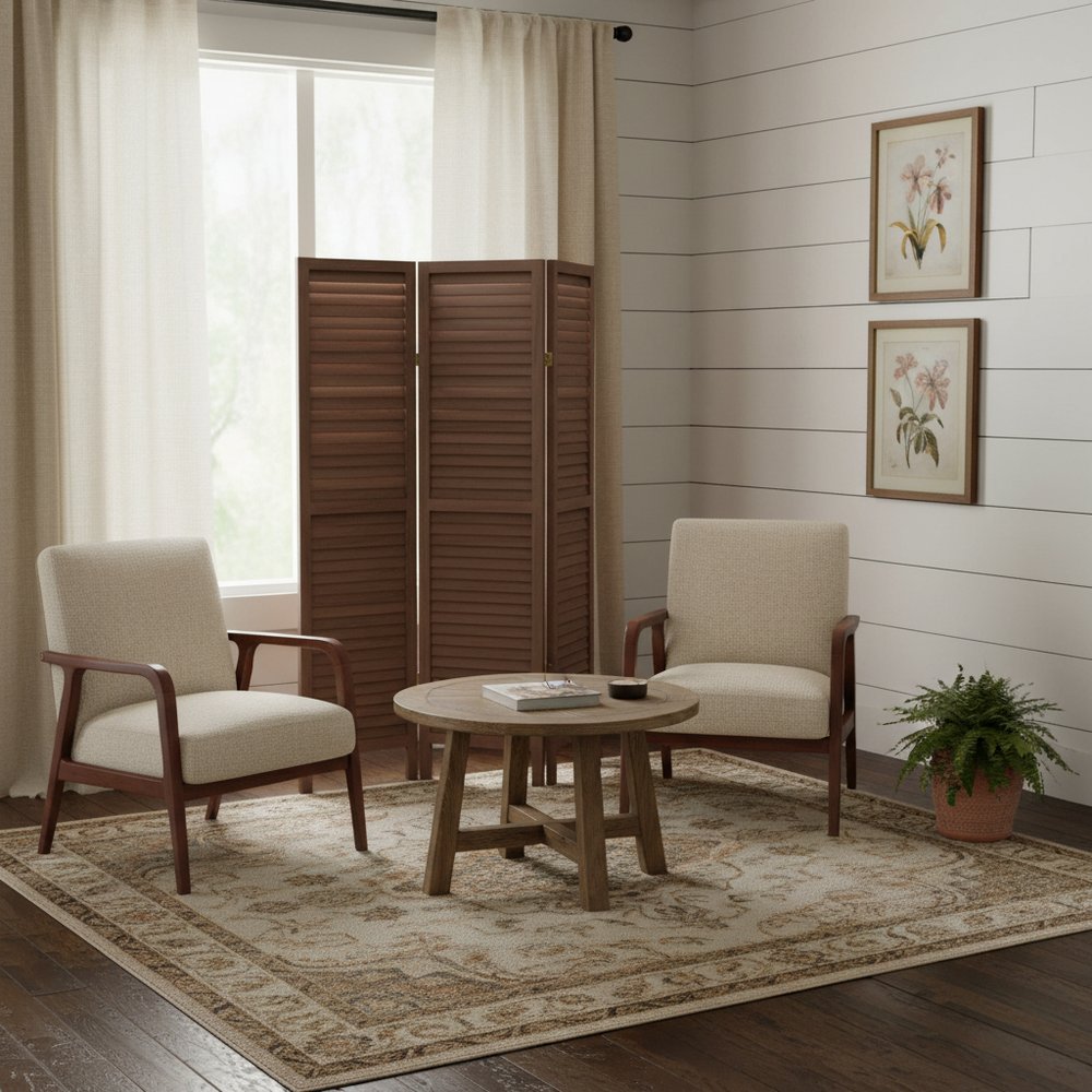 67" Brown Solid Wood Folding Three Panel Screen Room Divider HomeRoots