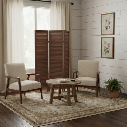 67" Brown Solid Wood Folding Three Panel Screen Room Divider HomeRoots