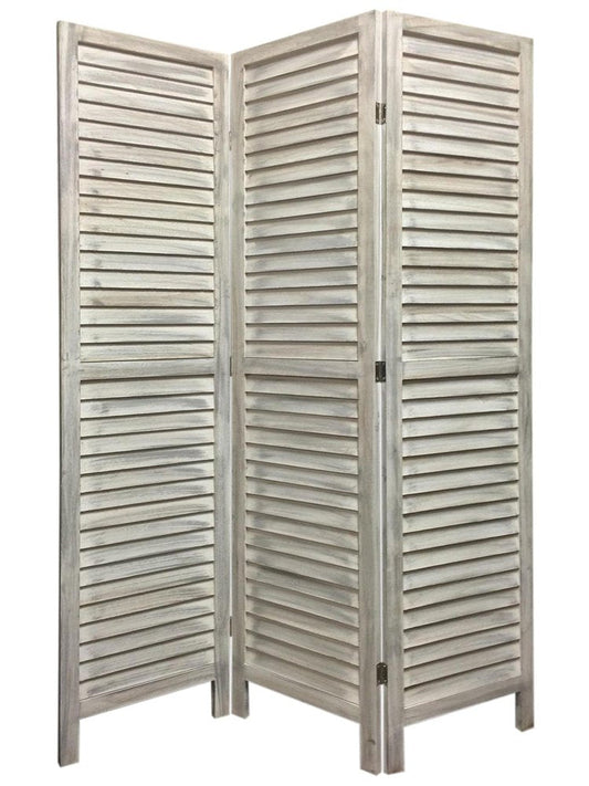 67" White Solid Wood Folding Three Panel Screen Room Divider HomeRoots