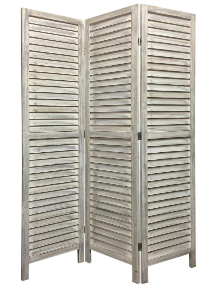 67" White Solid Wood Folding Three Panel Screen Room Divider HomeRoots