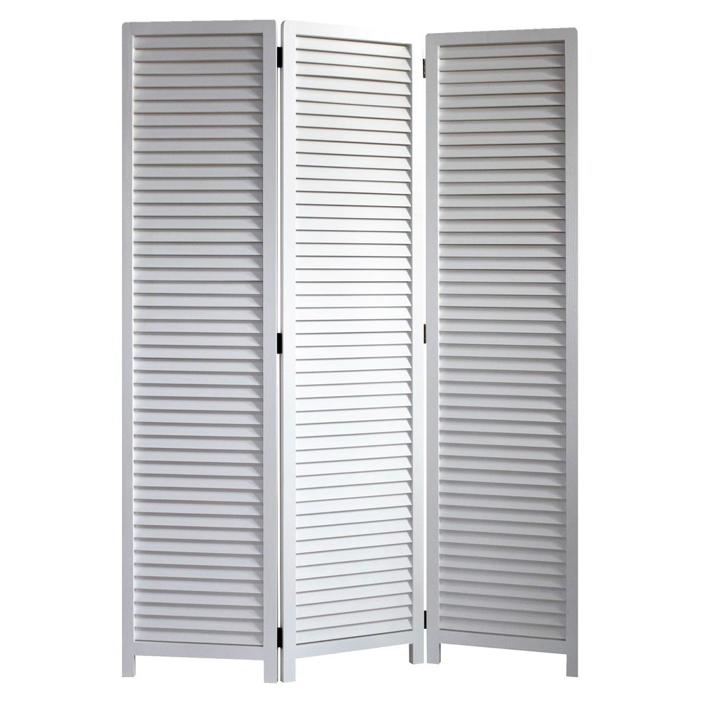 67" White Solid Wood Folding Three Panel Screen Room Divider HomeRoots