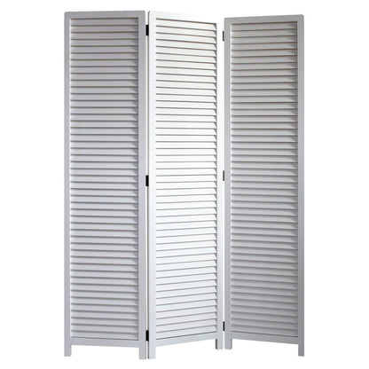 67" White Solid Wood Folding Three Panel Screen Room Divider HomeRoots