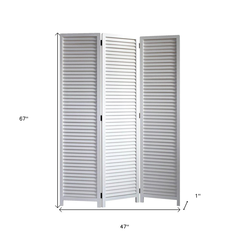 67" White Solid Wood Folding Three Panel Screen Room Divider HomeRoots