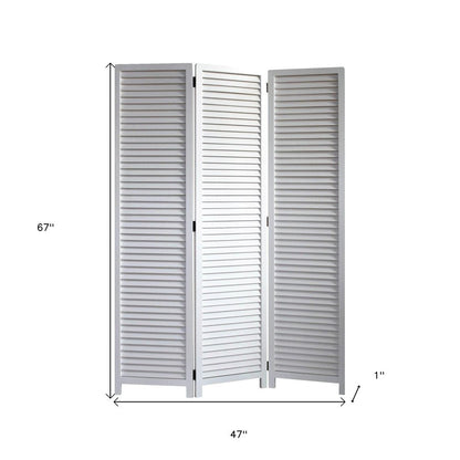 67" White Solid Wood Folding Three Panel Screen Room Divider HomeRoots