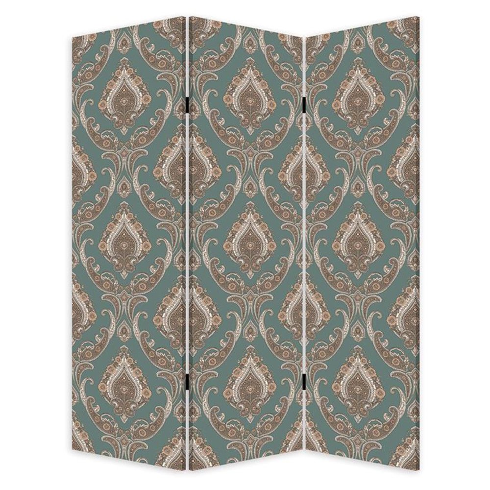 72" Green Folding Three Panel Screen Room Divider HomeRoots