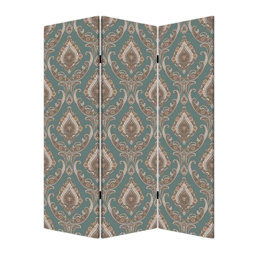 72" Green Folding Three Panel Screen Room Divider HomeRoots