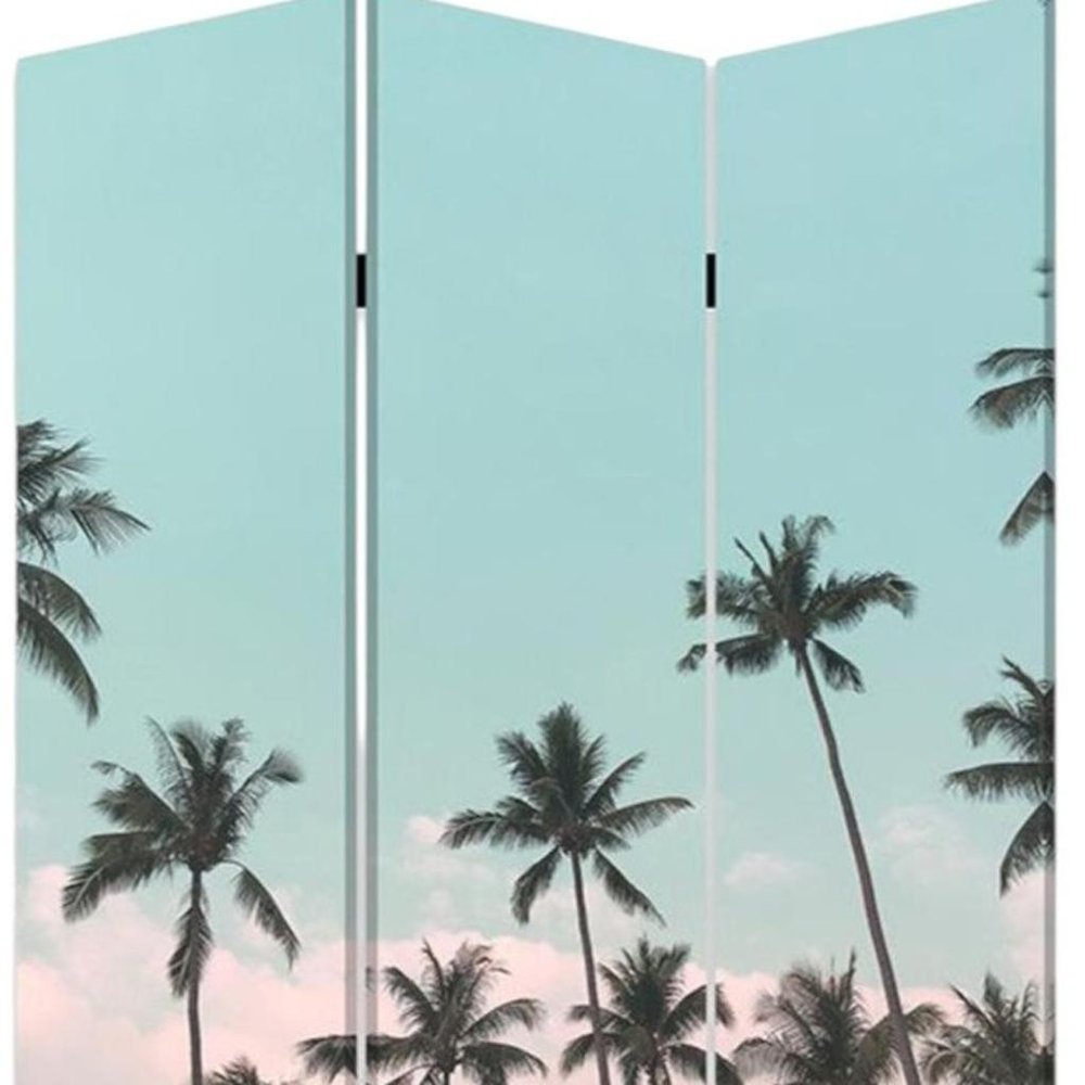72" Light Green Folding Three Panel Screen Room Divider HomeRoots