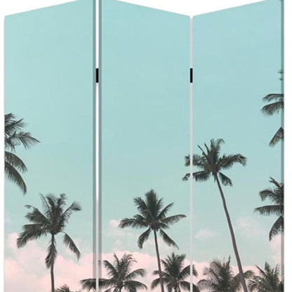 72" Light Green Folding Three Panel Screen Room Divider HomeRoots