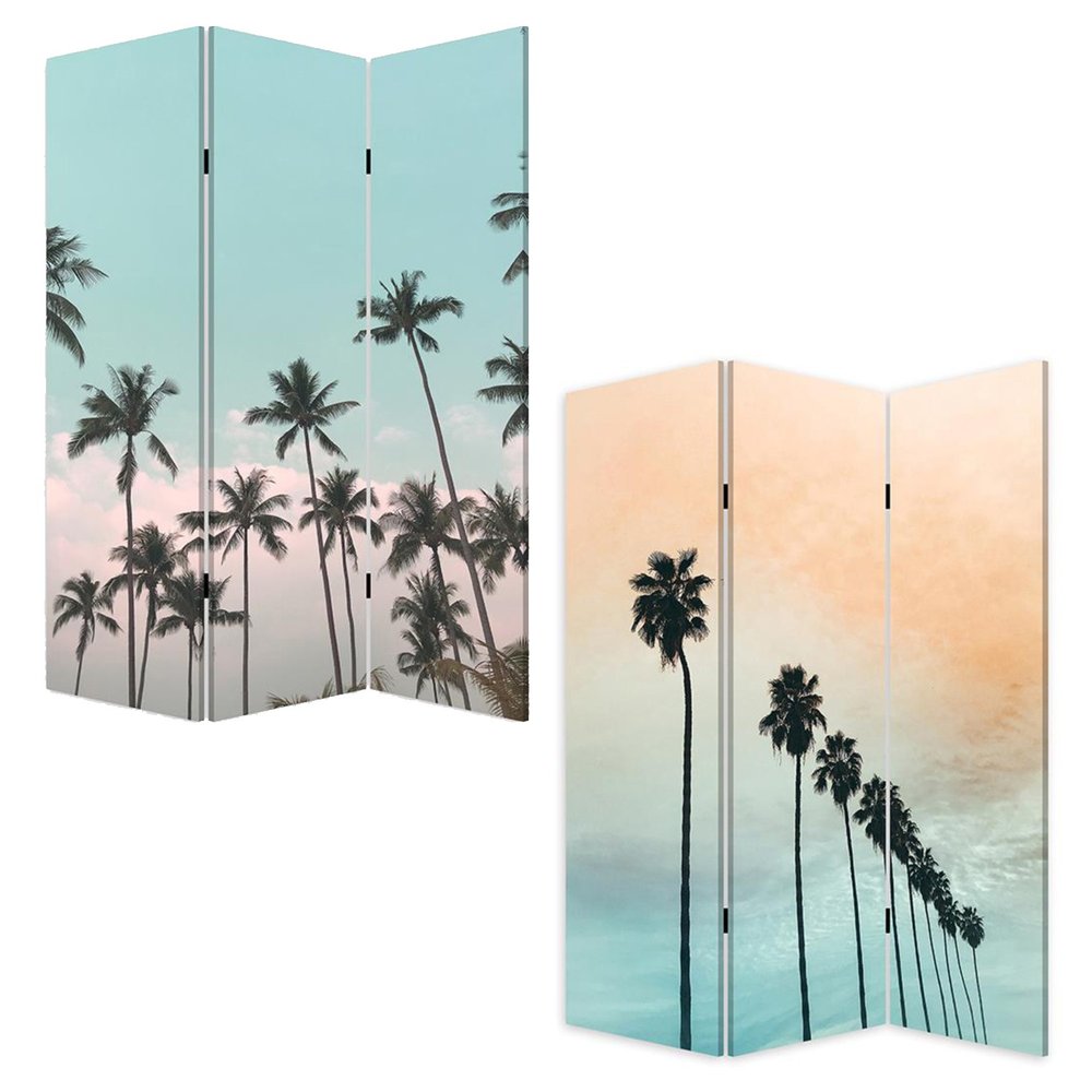 72" Light Green Folding Three Panel Screen Room Divider HomeRoots