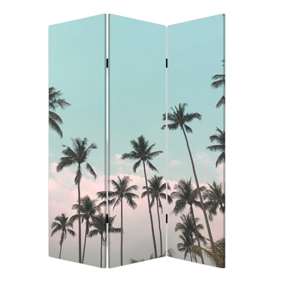 72" Light Green Folding Three Panel Screen Room Divider HomeRoots