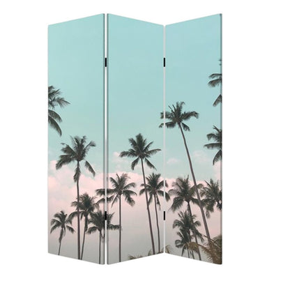 72" Light Green Folding Three Panel Screen Room Divider HomeRoots