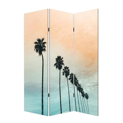 72" Light Green Folding Three Panel Screen Room Divider HomeRoots