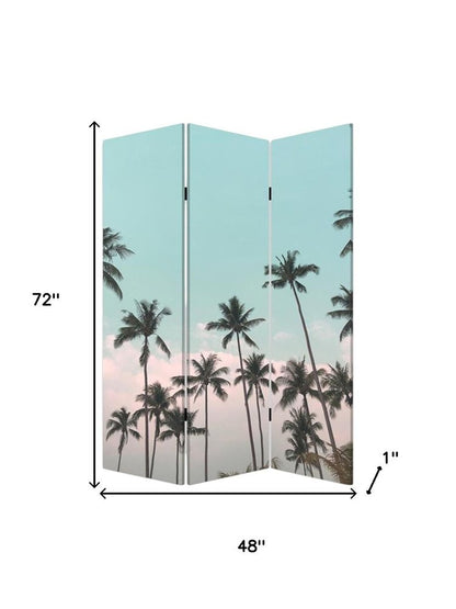 72" Light Green Folding Three Panel Screen Room Divider HomeRoots