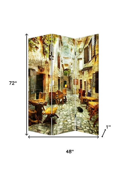 72" Brown Folding Three Panel Screen Room Divider HomeRoots