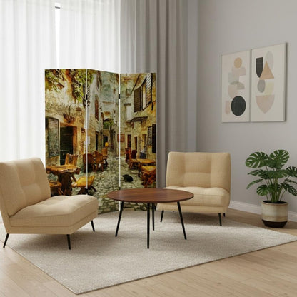 72" Brown Folding Three Panel Screen Room Divider HomeRoots
