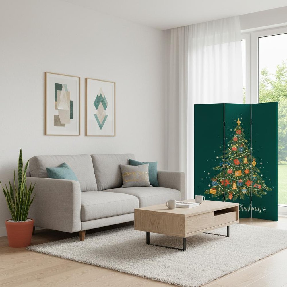 72" Green Folding Three Panel Screen Room Divider HomeRoots