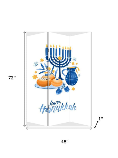 72" White Folding Three Panel Screen Room Divider HomeRoots