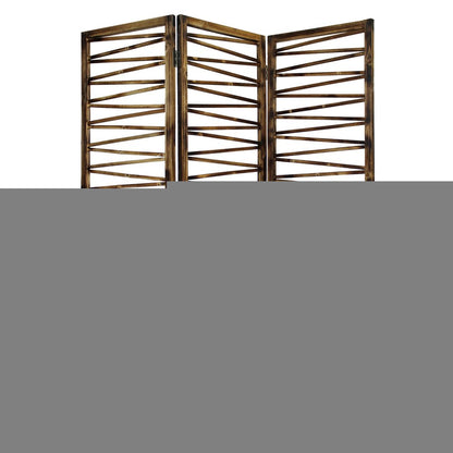 72" Brown Folding Three Panel Screen Room Divider HomeRoots