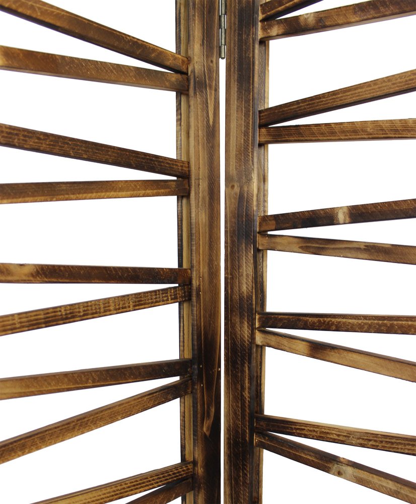 72" Brown Folding Three Panel Screen Room Divider HomeRoots