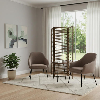72" Brown Folding Three Panel Screen Room Divider HomeRoots