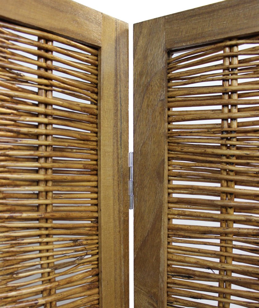 67" Brown Folding Four Panel Screen Room Divider HomeRoots