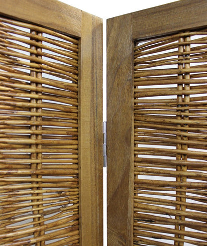 67" Brown Folding Four Panel Screen Room Divider HomeRoots