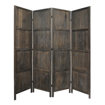 79" Brown Solid Wood Folding Four Panel Screen Room Divider HomeRoots