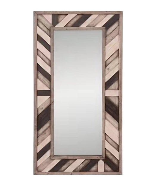 71" Ivory and Gray Wood Framed Leaning Accent Mirror HomeRoots