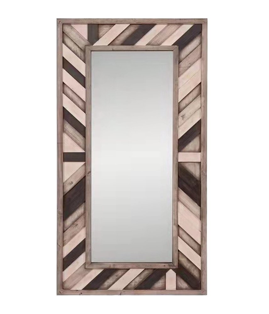 71" Ivory and Gray Wood Framed Leaning Accent Mirror HomeRoots