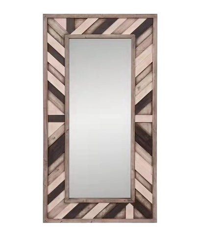 71" Ivory and Gray Wood Framed Leaning Accent Mirror HomeRoots
