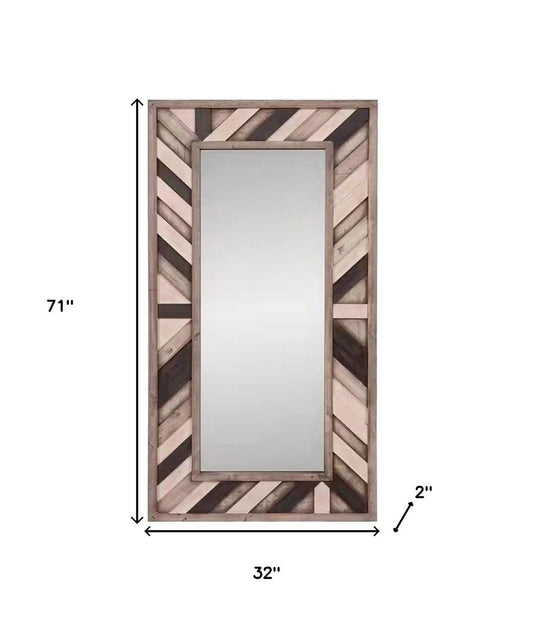 71" Ivory and Gray Wood Framed Leaning Accent Mirror HomeRoots