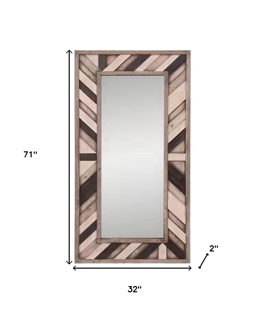 71" Ivory and Gray Wood Framed Leaning Accent Mirror HomeRoots
