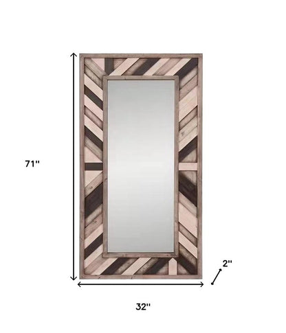 71" Ivory and Gray Wood Framed Leaning Accent Mirror HomeRoots