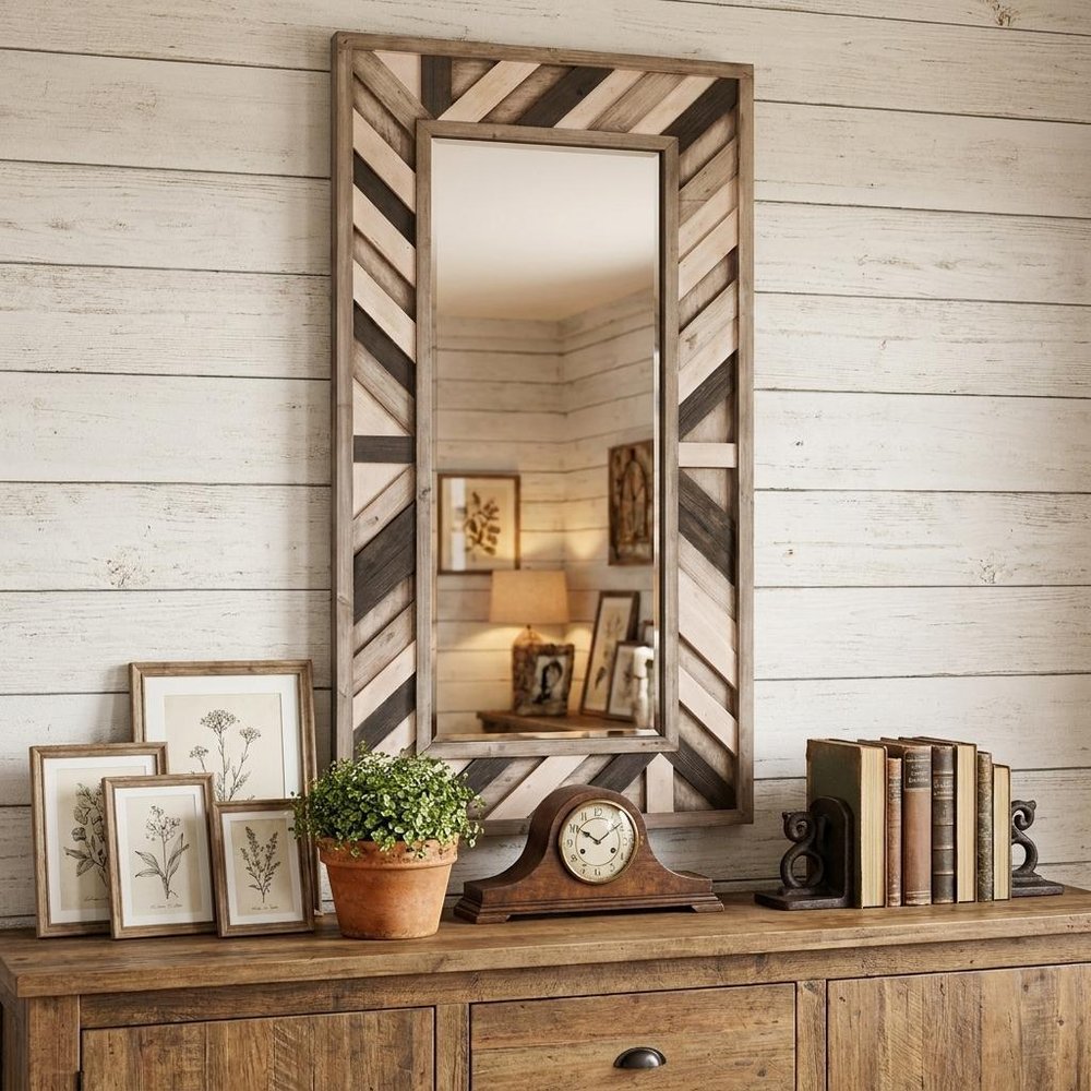 71" Ivory and Gray Wood Framed Leaning Accent Mirror HomeRoots