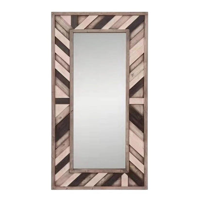 71" Ivory and Gray Wood Framed Leaning Accent Mirror