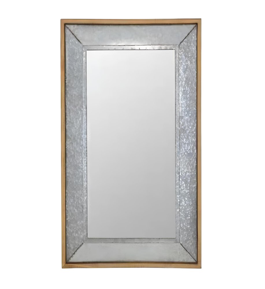 84" Gray And Brown Galvanized Metal and Wood Framed Leaning Accent Mirror HomeRoots