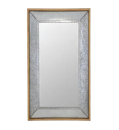 84" Gray And Brown Galvanized Metal and Wood Framed Leaning Accent Mirror HomeRoots