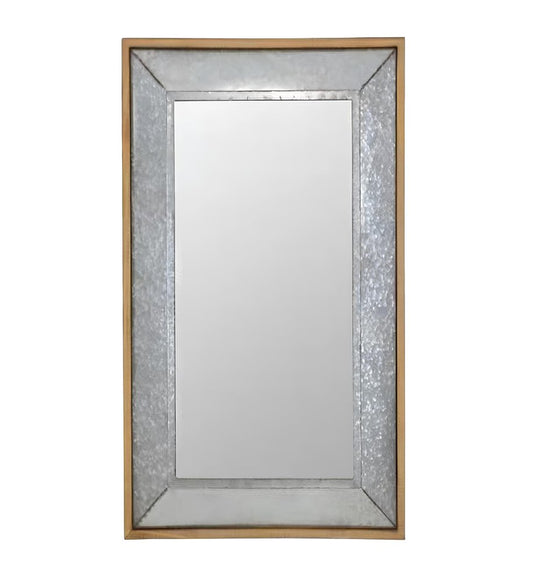 84" Gray And Brown Galvanized Metal and Wood Framed Leaning Accent Mirror HomeRoots