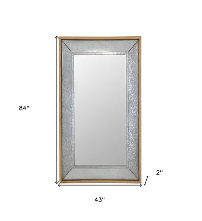 84" Gray And Brown Galvanized Metal and Wood Framed Leaning Accent Mirror HomeRoots