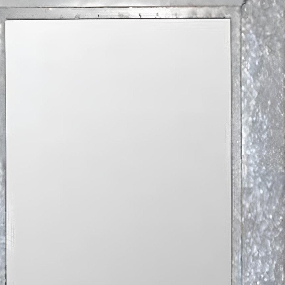84" Gray And Brown Galvanized Metal and Wood Framed Leaning Accent Mirror HomeRoots