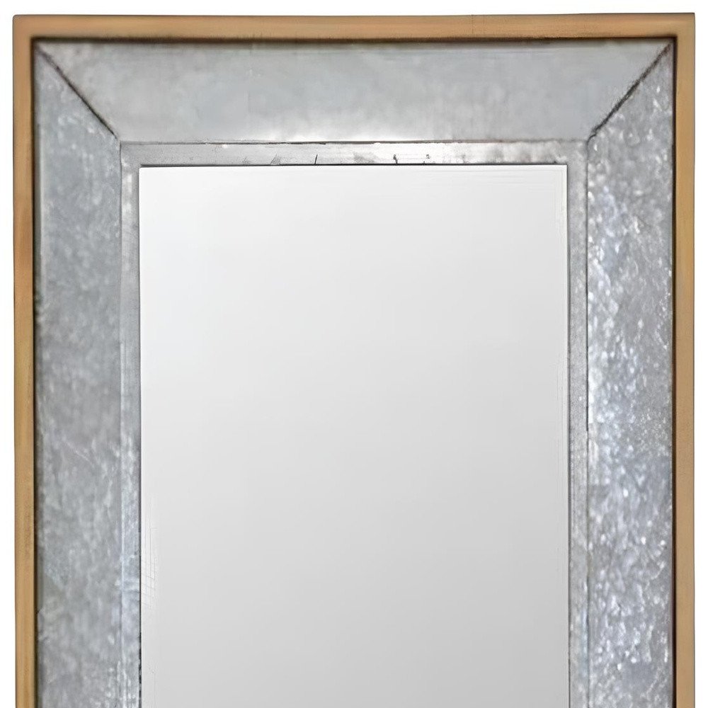 84" Gray And Brown Galvanized Metal and Wood Framed Leaning Accent Mirror HomeRoots