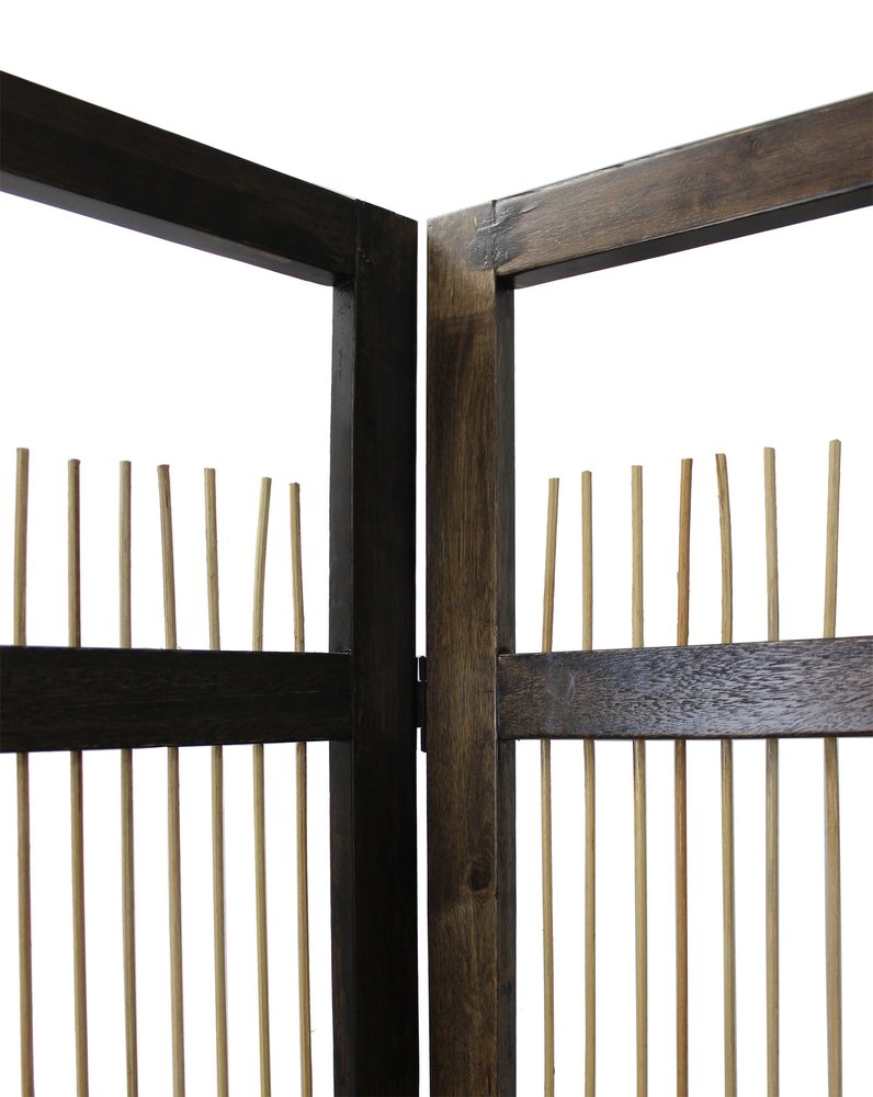 72" Brown Folding Three Panel Screen Room Divider HomeRoots