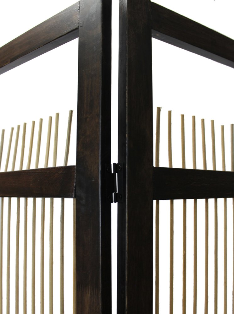 72" Brown Folding Three Panel Screen Room Divider HomeRoots