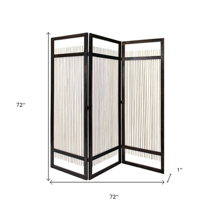 72" Brown Folding Three Panel Screen Room Divider HomeRoots